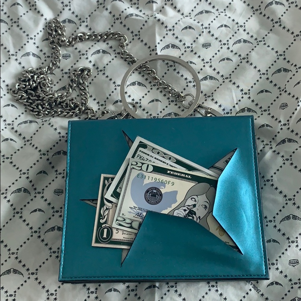 Metallic blue purse